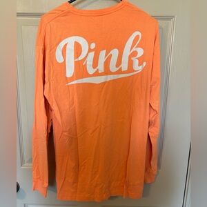 🔴PINK Victoria's Secret Long Sleeve Shirt in Vibrant Orange
